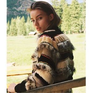 Anthropologie Conditions Apply Sherpa Style Bomber Coat Size Large